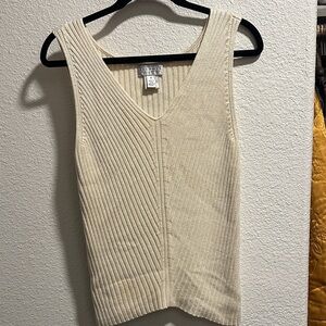 Talbots Cream V-Neck Sweater Vest